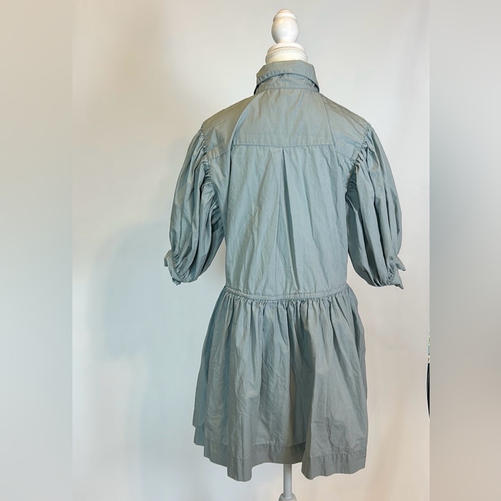 S/W/F | Tranquil Blue Puff Sleeved Drawstring Waist Mini Dress | Small - Picture 11 of 16